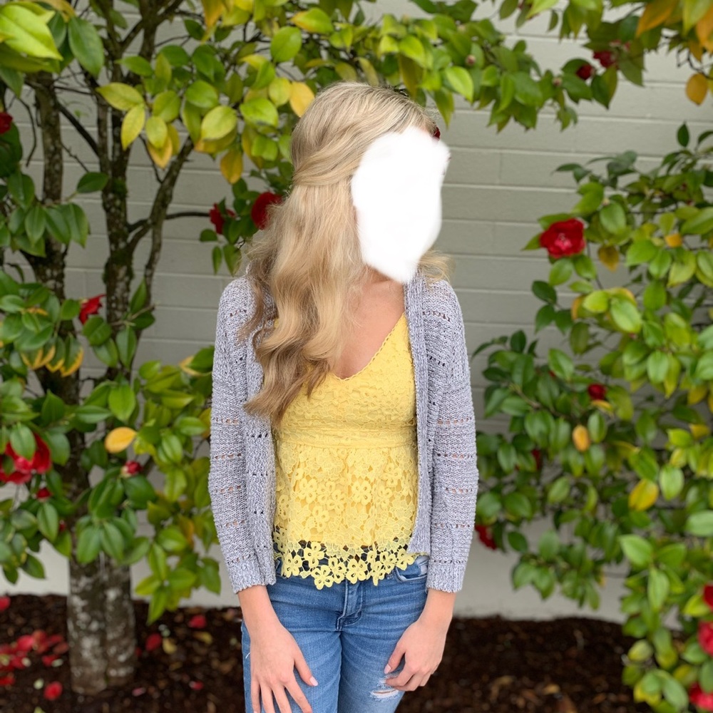 Abercrombie and Fitch Floral Lace Yellow tank top